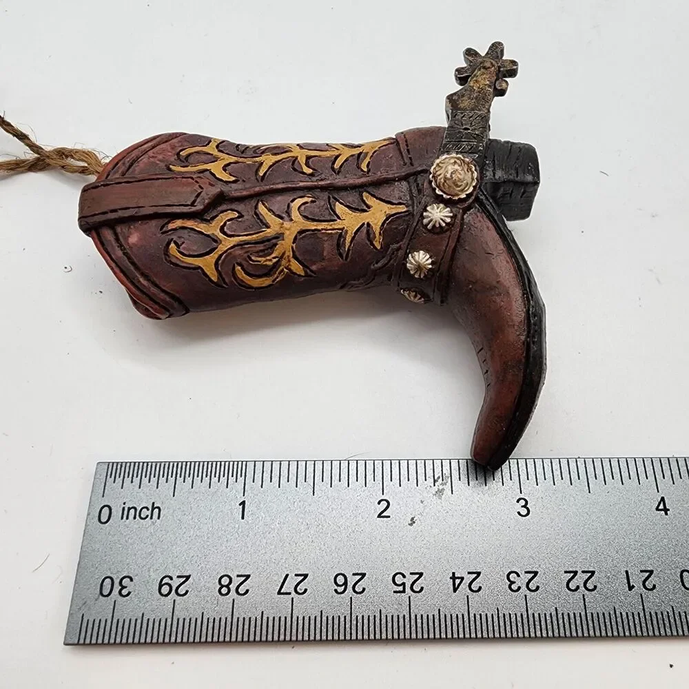 Cowboy Boot Christmas Ornament Brown Spur 3.5
